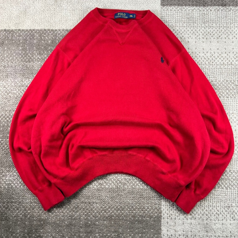 Polo Ralph Lauren Mens Size XXL Red Cotton Knit Crewneck Sweatshirt‎